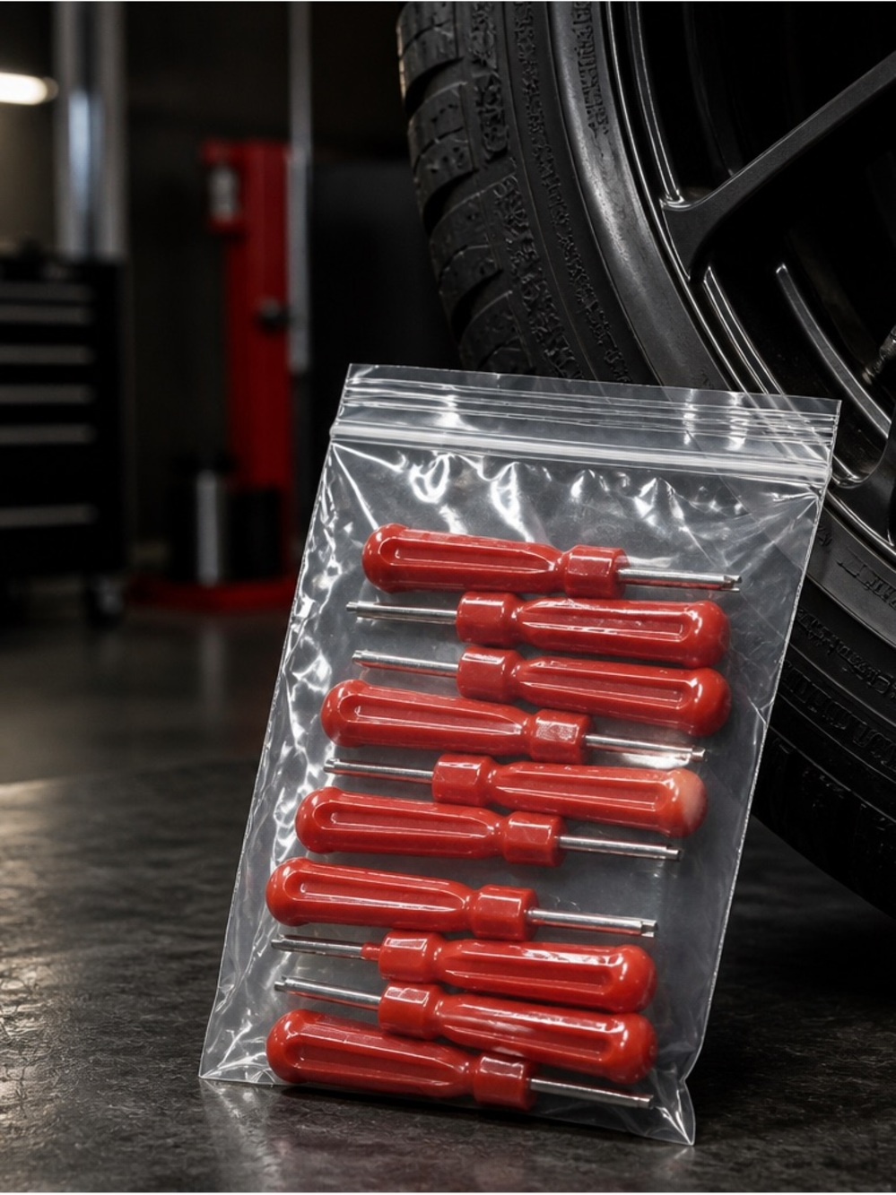 10 pcs Valve Stem Core Remover Tire Repair Tool Red Plastic